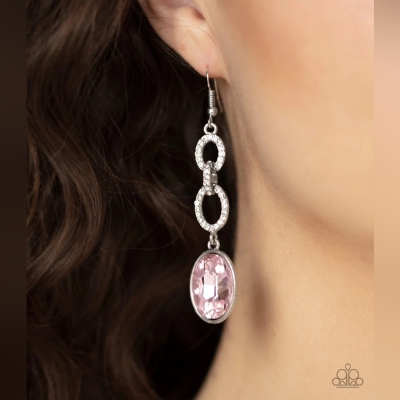 Jewelry - Elegant Silver and Pink Dangle Earrings